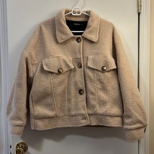 Nasty Gal cream teddy jacket, size medium